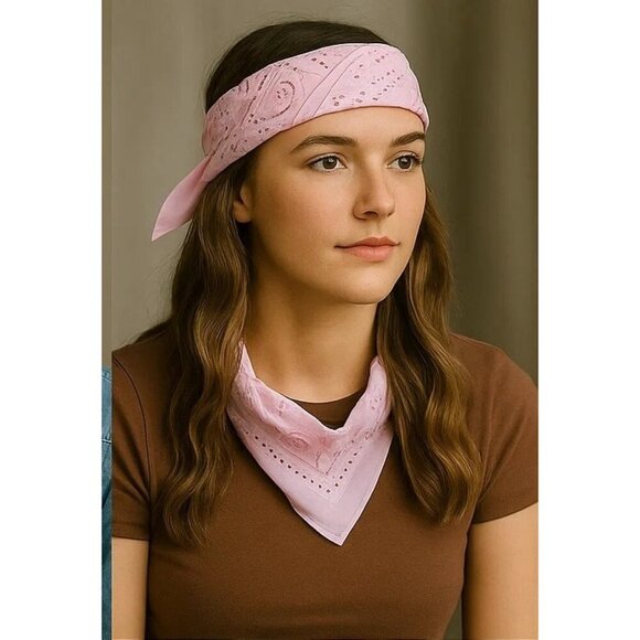 Burgundy Hot Pink Colorful Bandanas 21x21 Inch Square Western Style Scarves Set - Picture 6 of 9